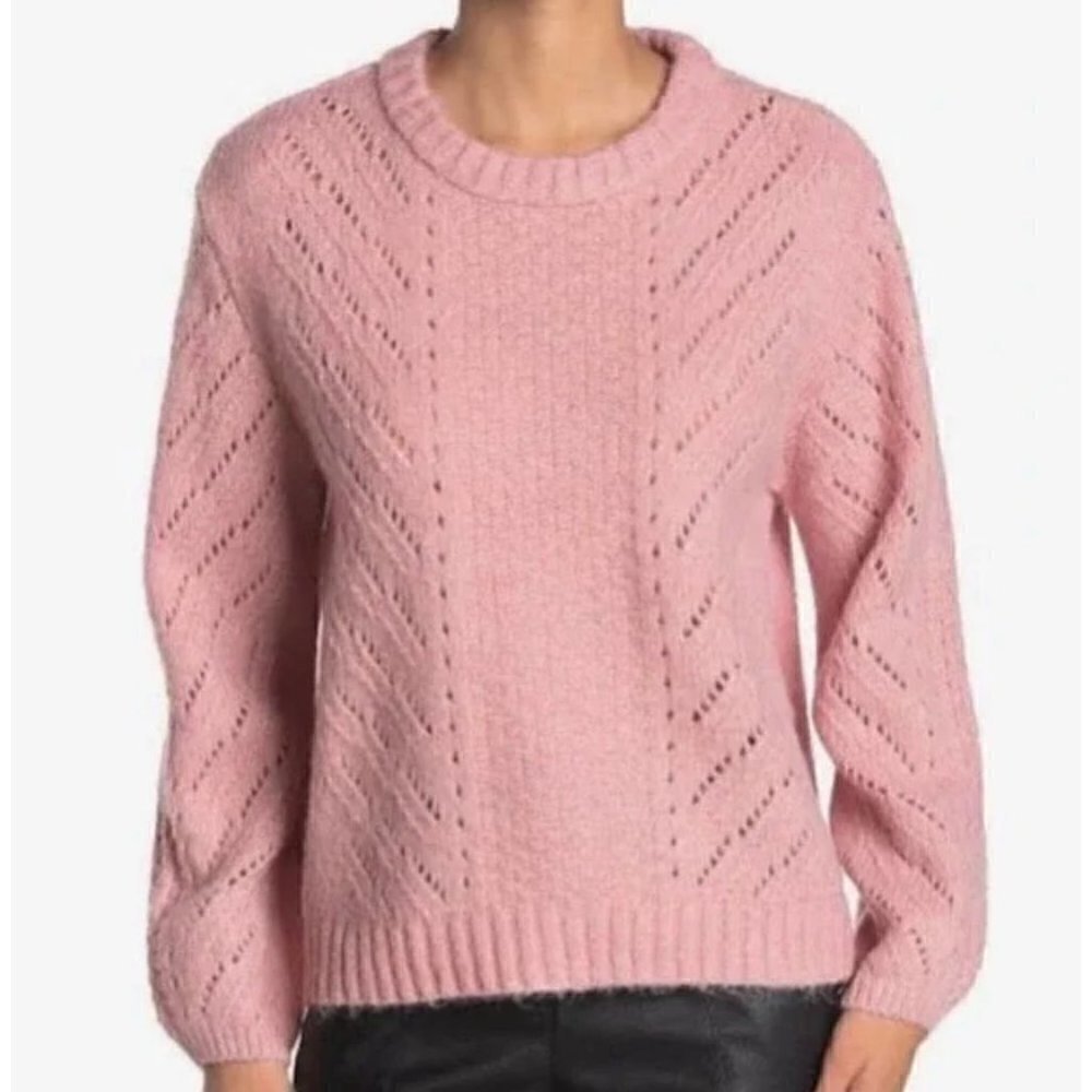 NWT Elodie Size L pink cable knit sweater